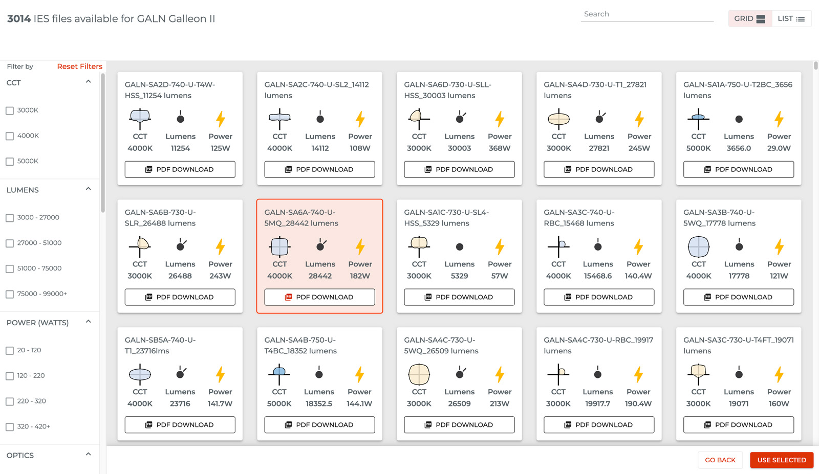 Searchable IES file library