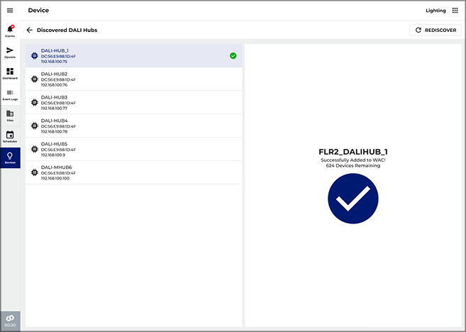 Successfully added to WAC, confirmation with remaining device count