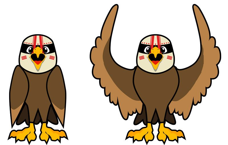 Eagle mascot character sheet in two full-color poses