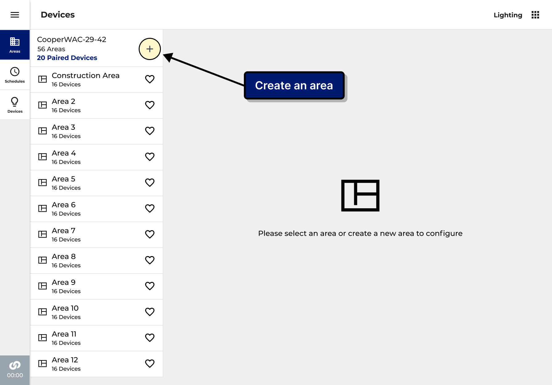 Setup screen: creating a new space