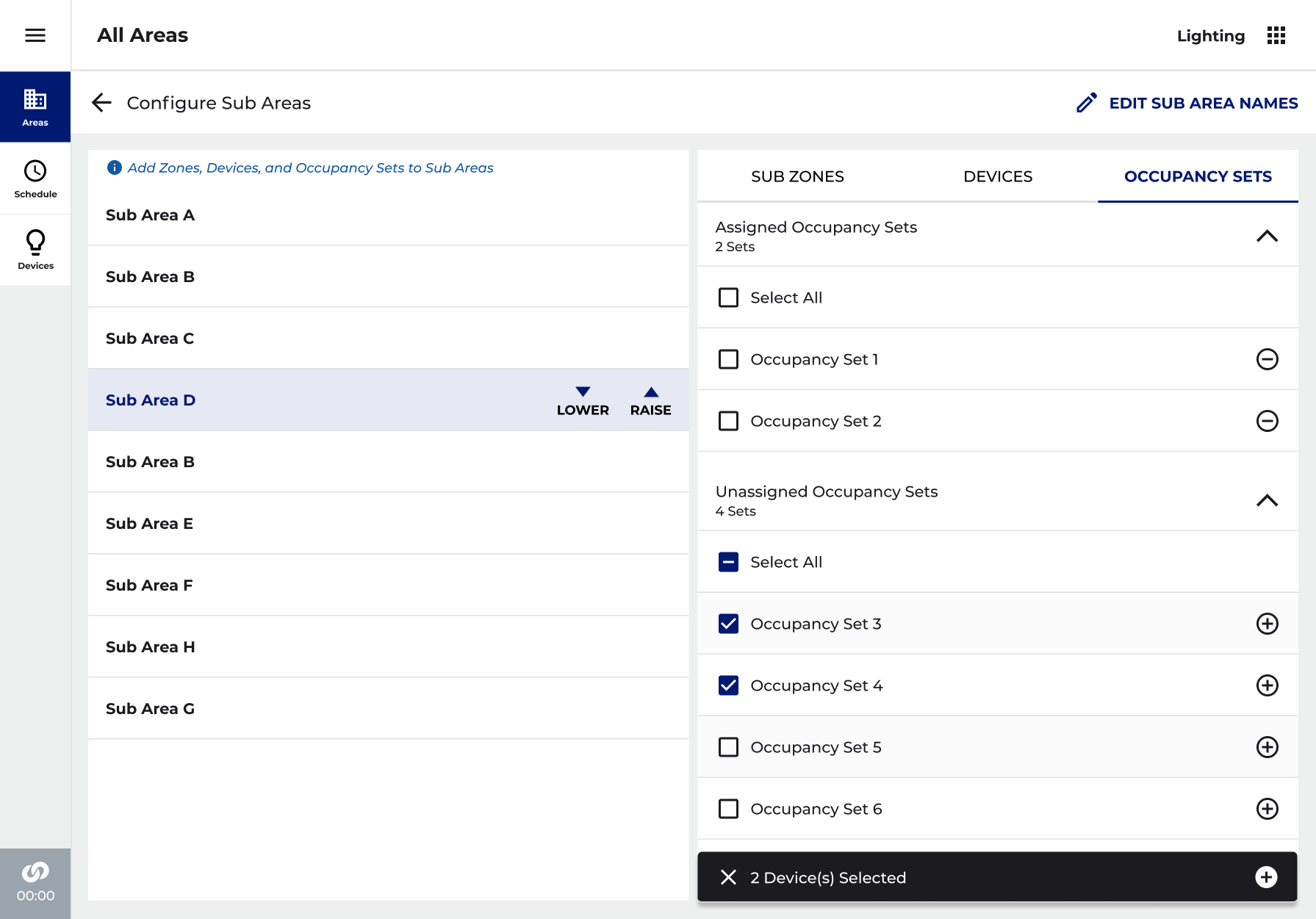 Configuring a room: presence sets assigned to the room