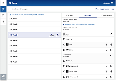 Configure sub areas